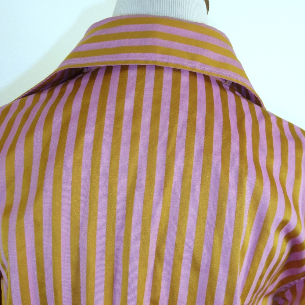ETRO MILANO ITALY GOLD PINK STRIPE Shirt i42 M - Picture 5 of 6